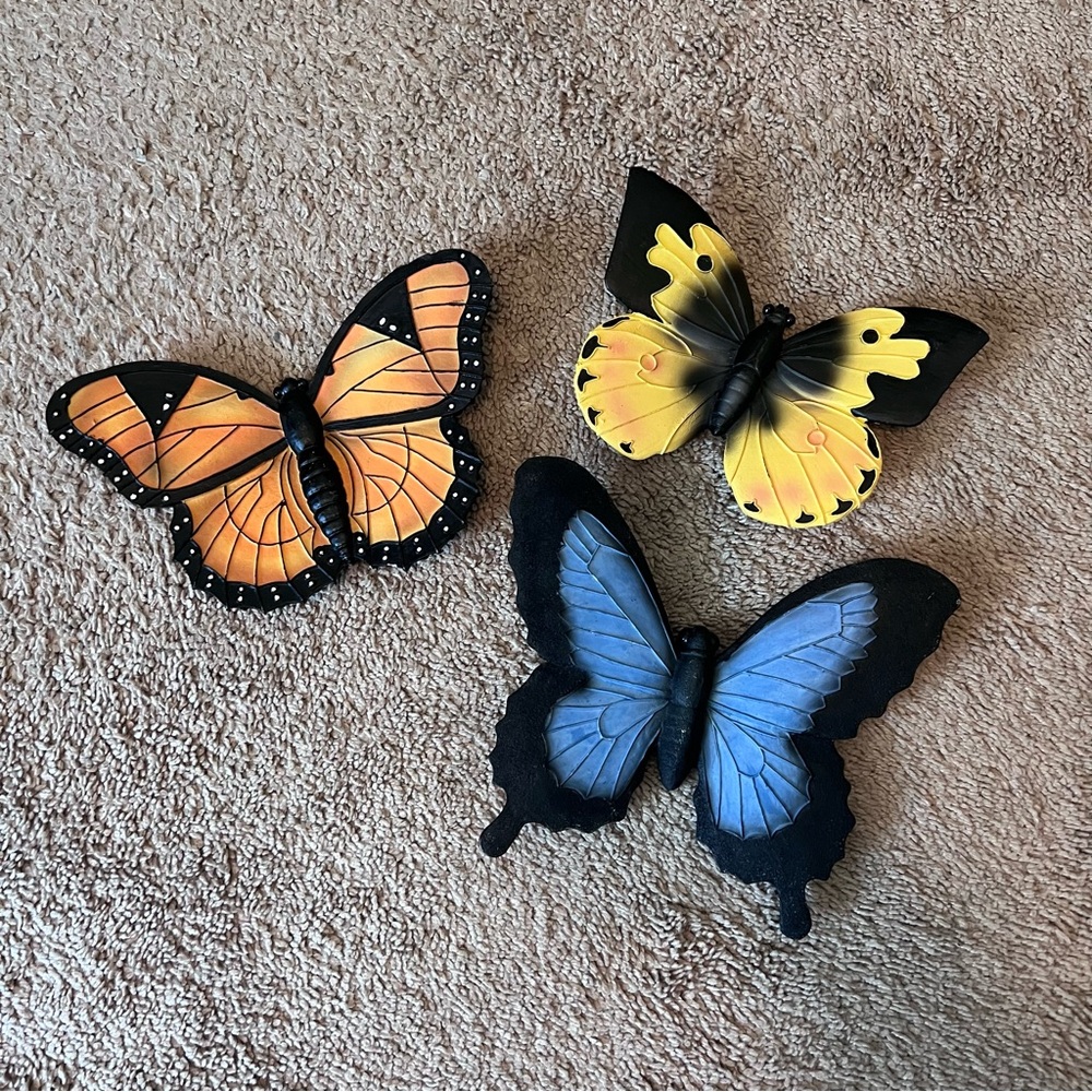 Set of Three Decorative Butterfly Wall Art